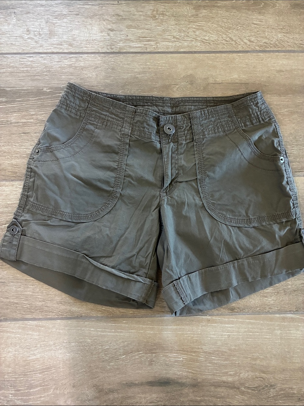 INC International Concepts Olive Green Roll-Cuff Utility Shorts